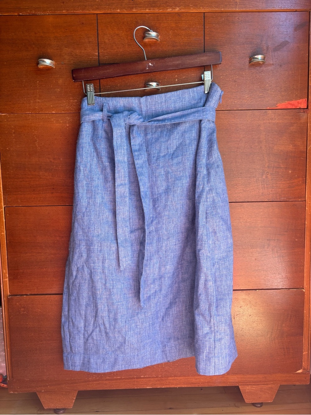 Banana Republic Chambray Blue faux wrap skirt